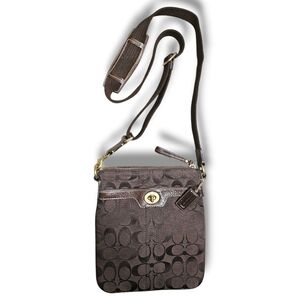 Coach Twist Brown Canvas Messenger Bag Crossbody